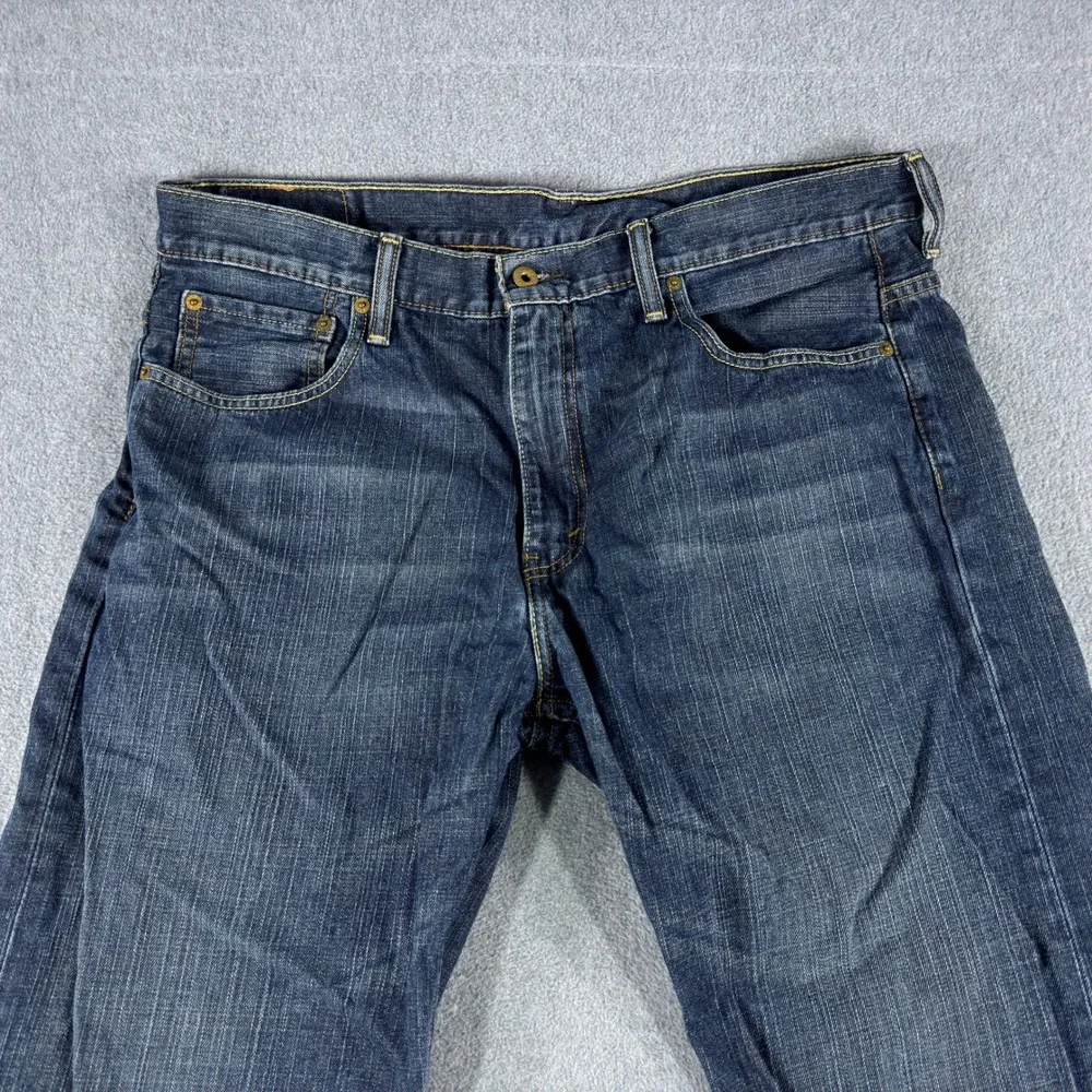 Levis 569 Jeans 38x32 Blue Relaxed Straight Faded Zip Red Tab Denim